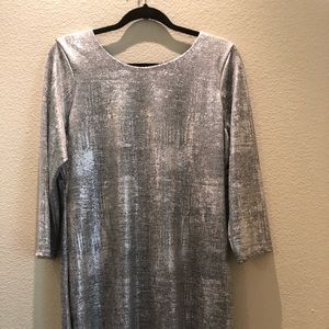 Metallic‎ silver dress.
